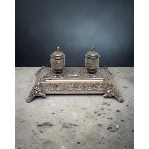 Calamaio In Metallo Argentato - XIX Secolo